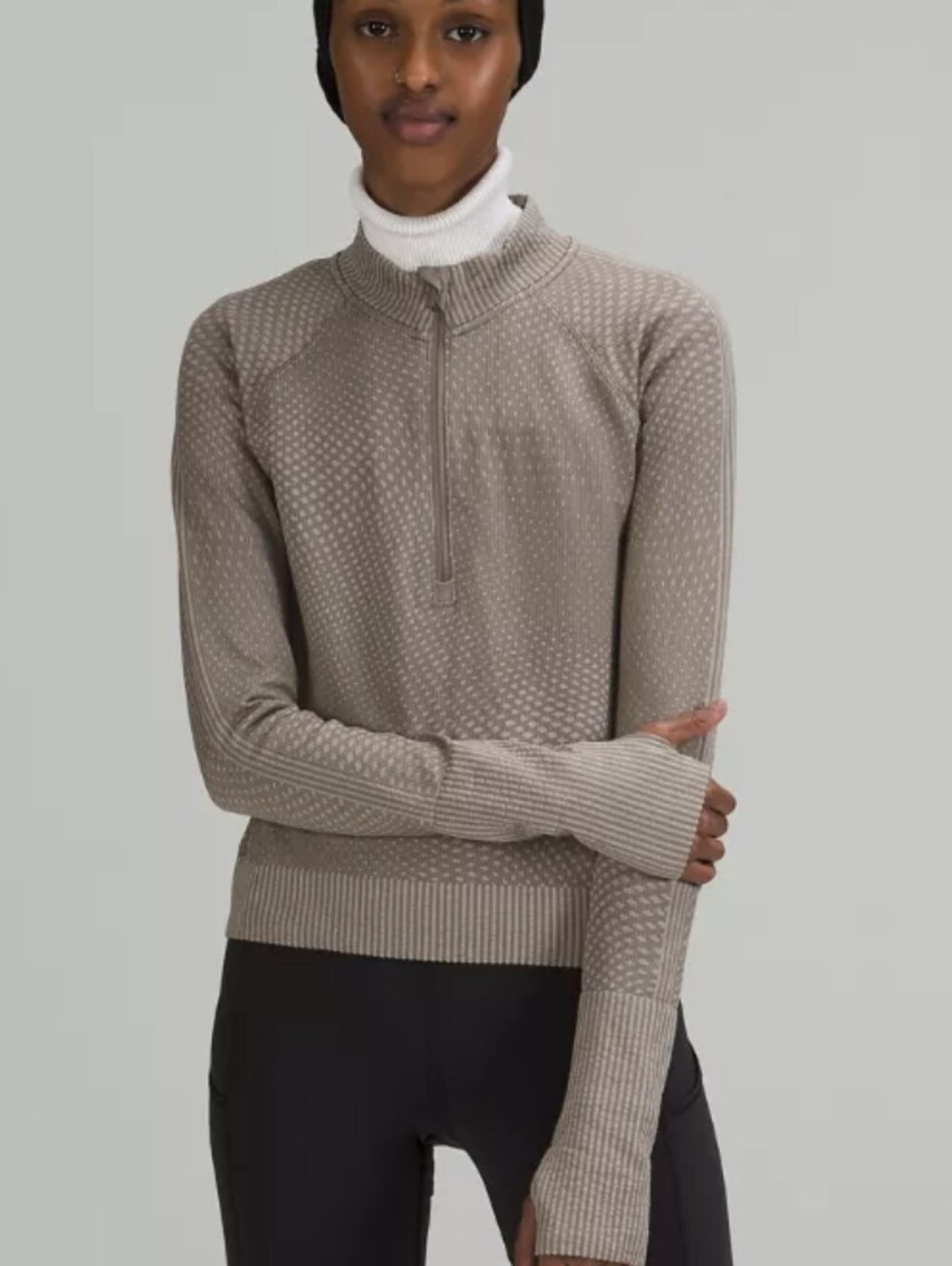 Lululemon Restless Cropped Half-Zip Textured Mock Neck